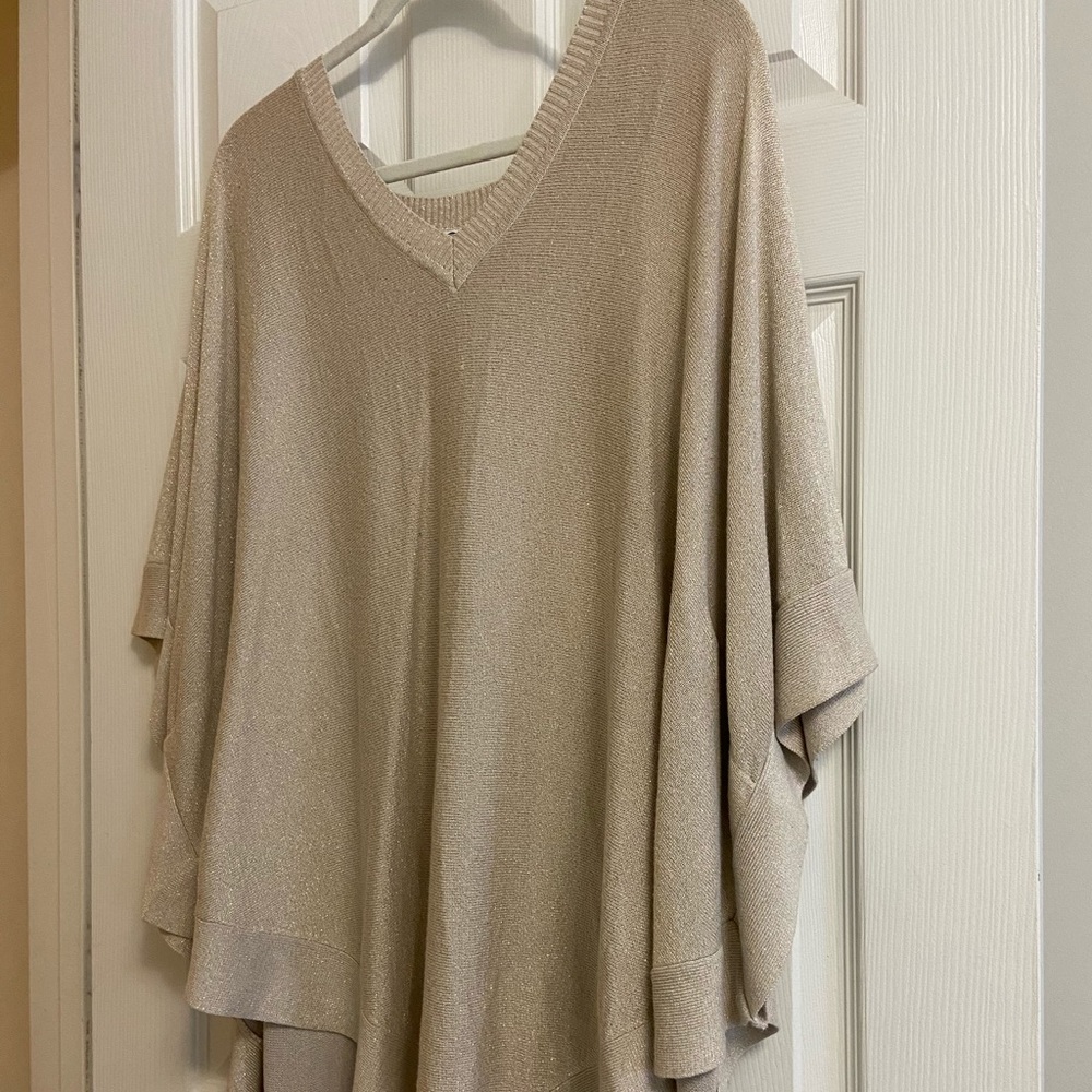 Gold Shimmery Sweater Poncho